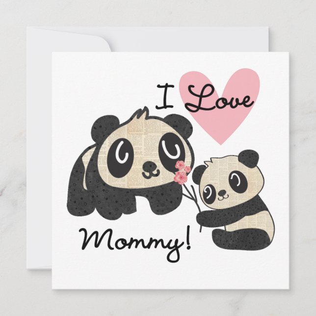 Carte Pandas I Love Maman (Devant)