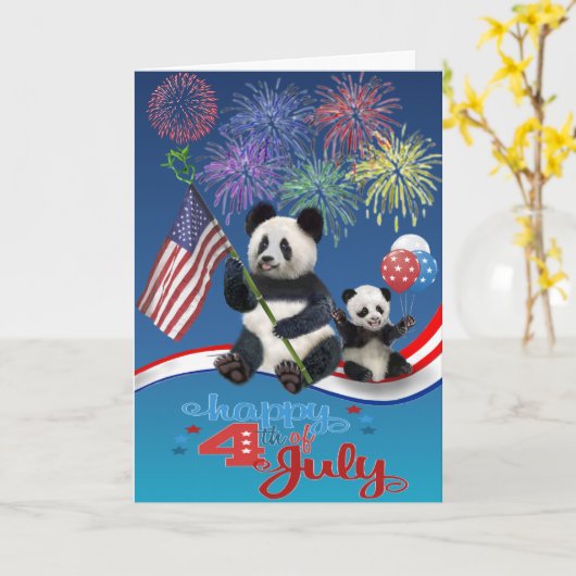 Carte Pandas patriotiques (Fleur jaune)