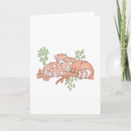 CARTE PANDAS ROUGES DORMIR (Devant)