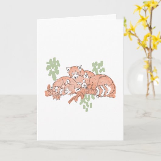 CARTE PANDAS ROUGES DORMIR (Fleur jaune)