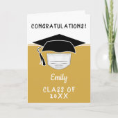 Carte Pandemic Graduate Graduate Cap avec masque facial (Devant)