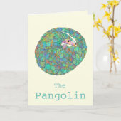 Carte Pangolin roulé aquarelle (Fleur jaune)