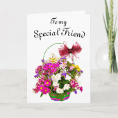 Carte Panier à fleurs avec Big Red Bow Anniversaire (Devant)