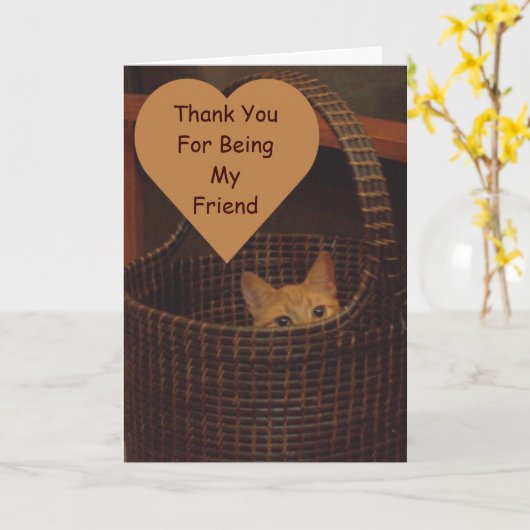 Carte Panier Coque Amitié Chat (Fleur jaune)