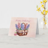 Carte Panier d'anniversaire de delphiniums (Fleur jaune)