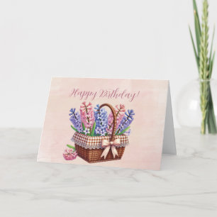 Carte Panier d'anniversaire de delphiniums