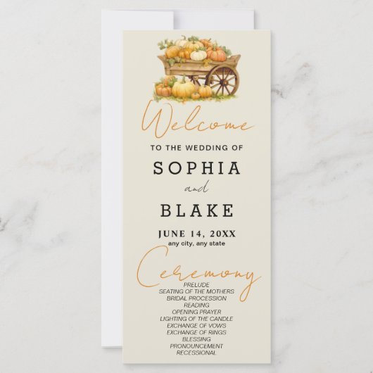 Carte Panier de Citrouilles Chasse de l'automne Programm (Devant)