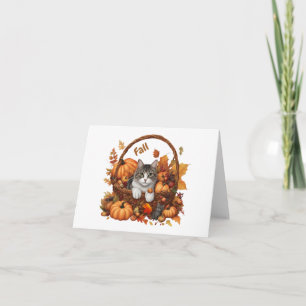 Carte Panier de citrouilles d'automne avec des chats mig