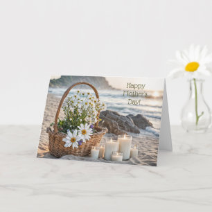 Carte Panier de fleurs et bougies pour la fête des mères