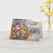 Carte Panier de fleurs personnalisé pour un joyeux anniv (Fleur jaune)