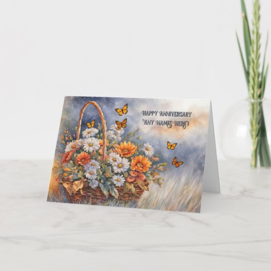 Carte Panier de fleurs personnalisé pour un joyeux anniv (Devant)