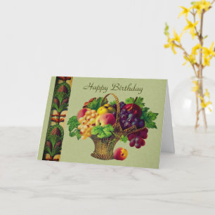 Carte Panier de fruits d'art vintage Anniversaire
