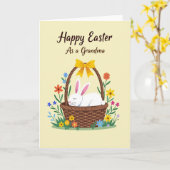 Carte Panier de Lapin Mignon (Fleur jaune)