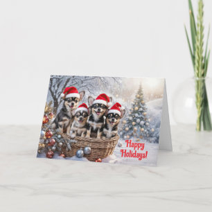 Carte Panier de Noël Joyeuses Fêtes Chihuahua Mignon