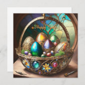 Carte Panier De Pâques En Steampunk Rempli D'Oeufs Color (Devant / Derrière)