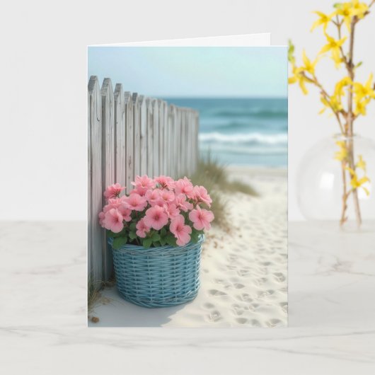 Carte Panier de plage Petunia Pensez à vous (Fleur jaune)