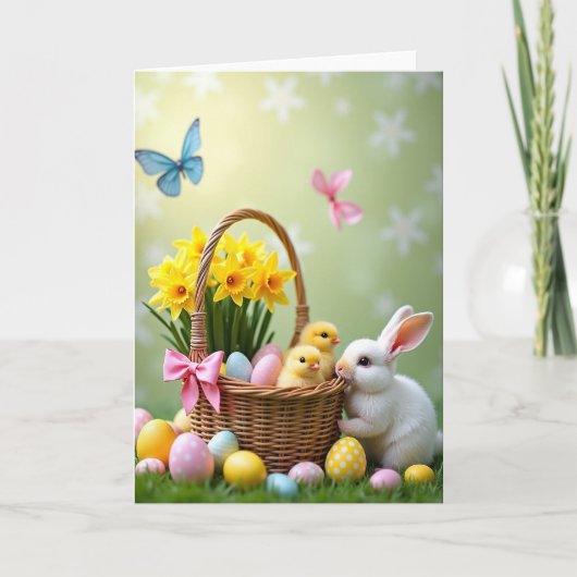 Carte Panier de Printemps et Oiseaux (Devant)