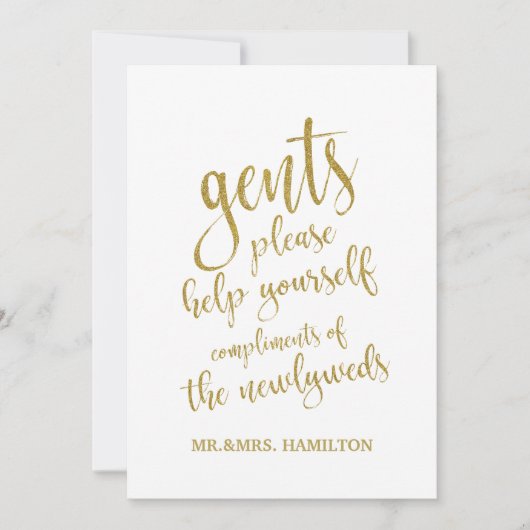 Carte Panier de salle de bain Gents or Mariage abordable (Devant)