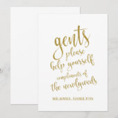 Carte Panier de salle de bain Gents or Mariage abordable (Devant / Derrière)