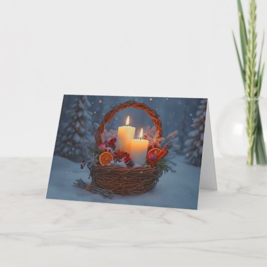 Carte Panier de solstice d'hiver de Yule fait de vignes (Devant)