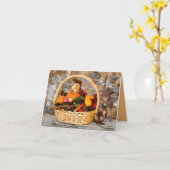 Carte Panier Et Écureuils Jour De L'Action De Grâce (Fleur jaune)