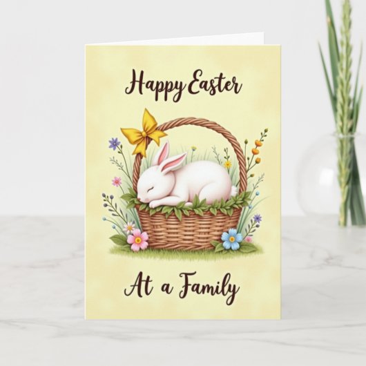 Carte Panier Floral de Lapin Endormi (Devant)
