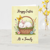 Carte Panier Floral de Lapin Endormi (Fleur jaune)