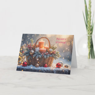 Carte Panier Joyeuses Fêtes de Noël d'ornements
