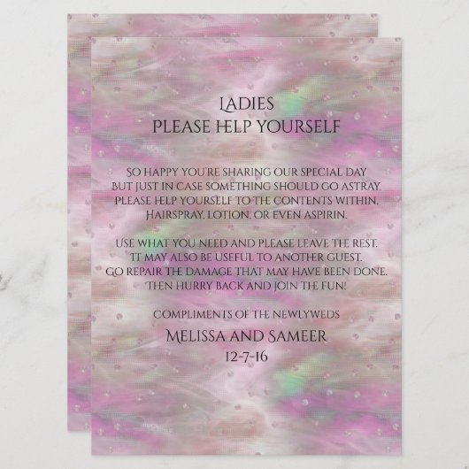 Carte Panier Mariage inversé rose (Devant / Derrière)