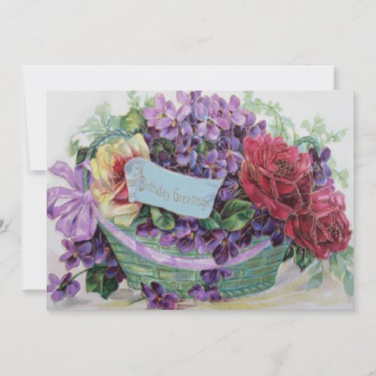 Carte Panier Rose Voilet Fleurs florales (Devant)