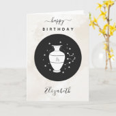 Carte Panneau Astrologie Aquarius Horoscope Anniversaire (Fleur jaune)