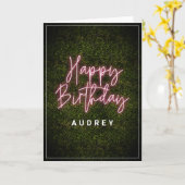 Carte Panneau Boxwood Pink Neon Joyeux anniversaire (Fleur jaune)