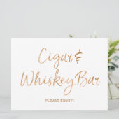Carte Panneau Cigare & Whiskey pour mariage | Rose doré  (Debout devant)