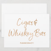 Carte Panneau Cigare & Whiskey pour mariage | Rose doré  (Devant / Derrière)