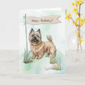 Carte Panneau d'anniversaire de Cairn Terrier race Dog (Fleur jaune)
