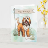 Carte Panneau d'anniversaire Petit Bassett Griffon Vendé (Fleur jaune)