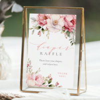 Panneau de Baby shower floral rose élégant au cara