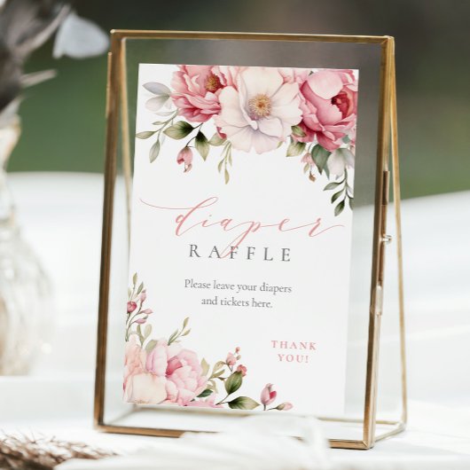 Carte Panneau de Baby shower floral rose élégant au cara