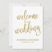 Carte Panneau de Bienvenue de Mariage Or Pas Cher (Devant)