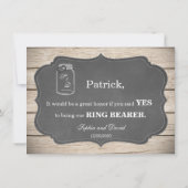 Carte Panneau de bocal Mason Will You Be Our Ring Bearer (Dos)