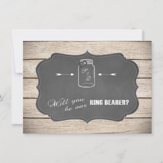 Carte Panneau de bocal Mason Will You Be Our Ring Bearer (Devant)