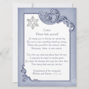 Carte Panneau de corbeille de mariage à cadre bleu crist