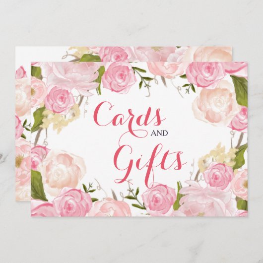 Carte Panneau de fleurs roses (Devant / Derrière)