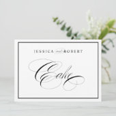 Carte Panneau de gâteau de mariage élégant bordure noire (Debout devant)