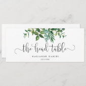 Carte Panneau de la table de tête du mariage d'aquarelle (Devant / Derrière)