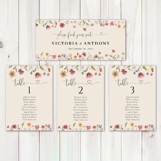Carte Panneau de la table de tête du Mariage Fleur sauva