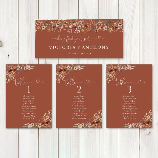 Carte Panneau de la table de tête du Mariage Fleur sauva