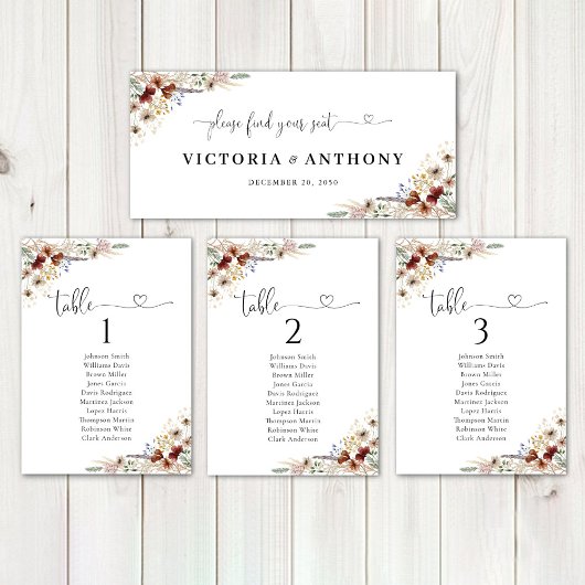 Carte Panneau de la table de tête du Mariage minuscule F