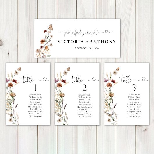 Carte Panneau de la table de tête du Mariage minuscule F