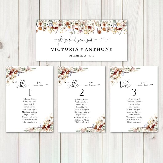 Carte Panneau de la table de tête du Mariage minuscule F